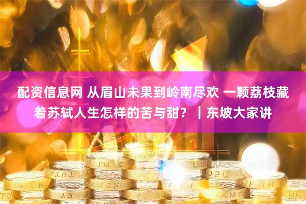 配资信息网 从眉山未果到岭南尽欢 一颗荔枝藏着苏轼人生怎样的苦与甜？｜东坡大家讲